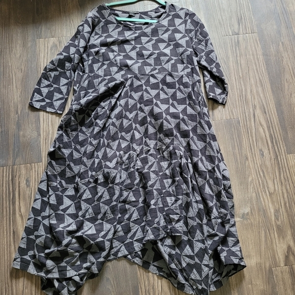 Grizas Geometric Tunic Dress Patterned Dress Size M Lagenlook With Pockets - Picture 2 of 5